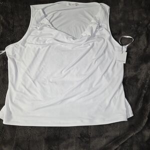 Calvin Klein White Draped Neck Sleeveless Top